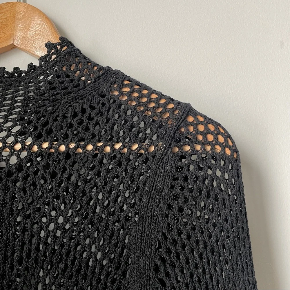 All Saints NEW Top. Mesh knit Black, Sz 0